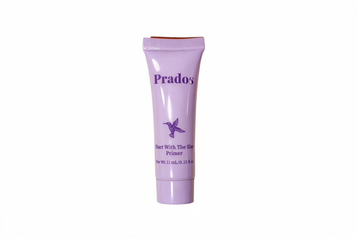 Purple skincare tube labeled 'Prados' on a white background